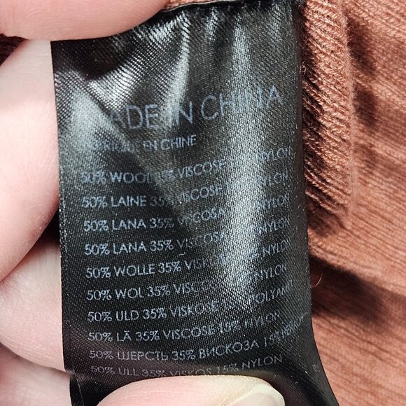 Club Monaco Sweater Womens Small Cedar Brown Wool Blend Preppy Wide Rib Pullover - Picture 4 of 7